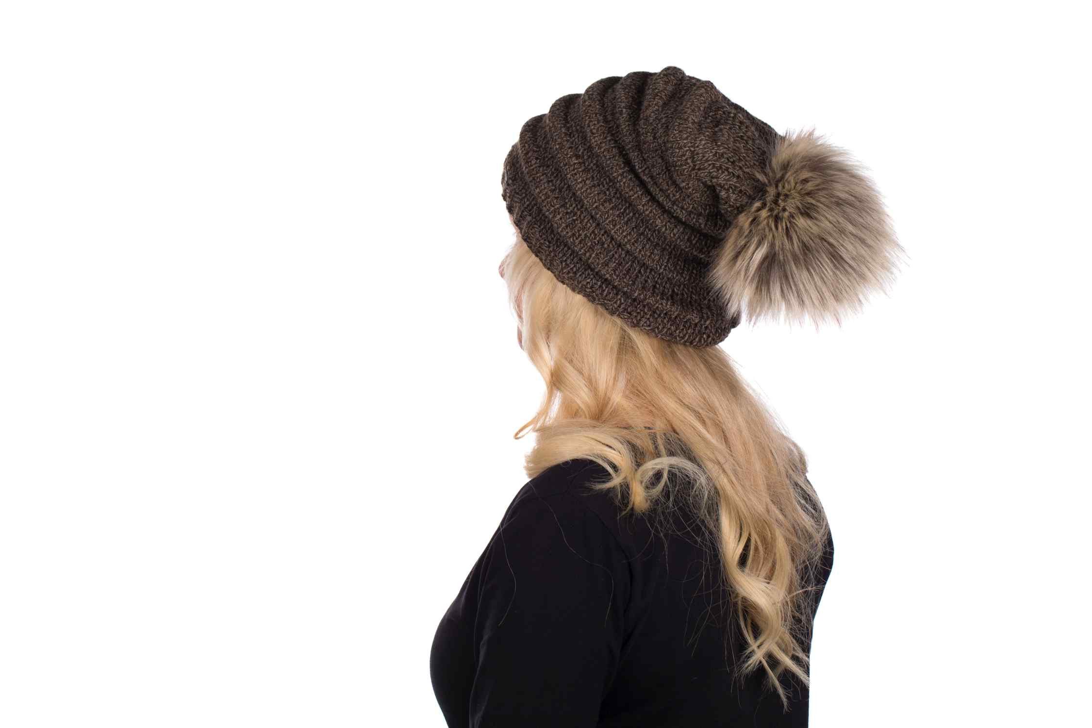 BIRENDY Beanie Beanie K Mütze Pudelmütze Strickmütze Bommel aus Fellimitat günstig online kaufen