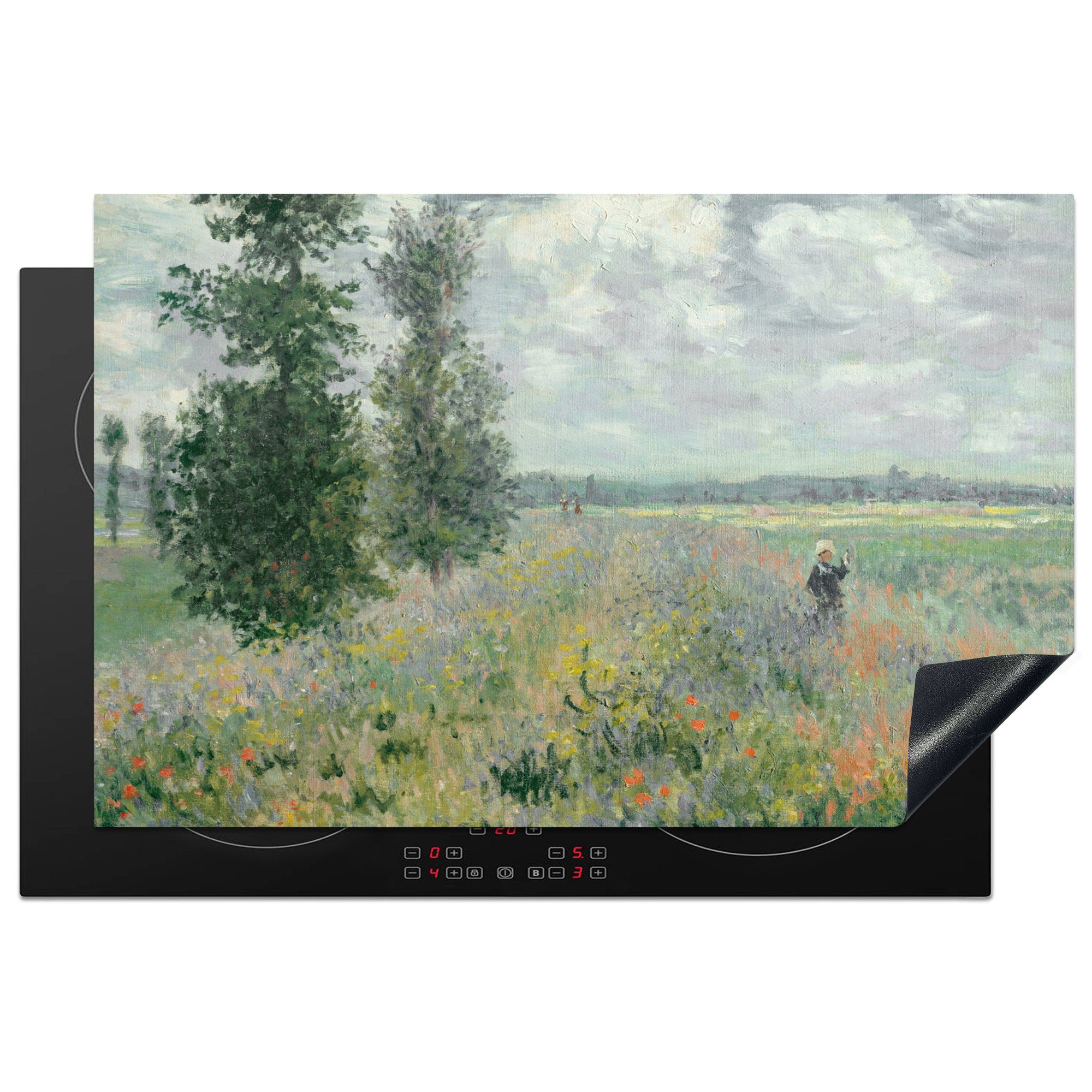 MuchoWow Herd-Abdeckplatte Claude Money - Mohnfelder - Kunst - Alte Meister, Vinyl, (1 tlg), Kochfeld Abdeckung Ceranfeld, Induktionsschutzmatte, 90x60 cm