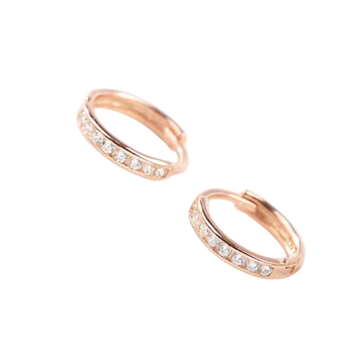 Paar Creolen Ohrschmuck Ohrringe Damenohrringe Creole Zirkonia Farbe Roségold