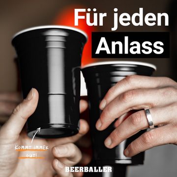BeerBaller Becher BeerBaller® Black Cups - 25 schwarze Beerpong Becher & 3 Bälle als Set, 16oz/473ml