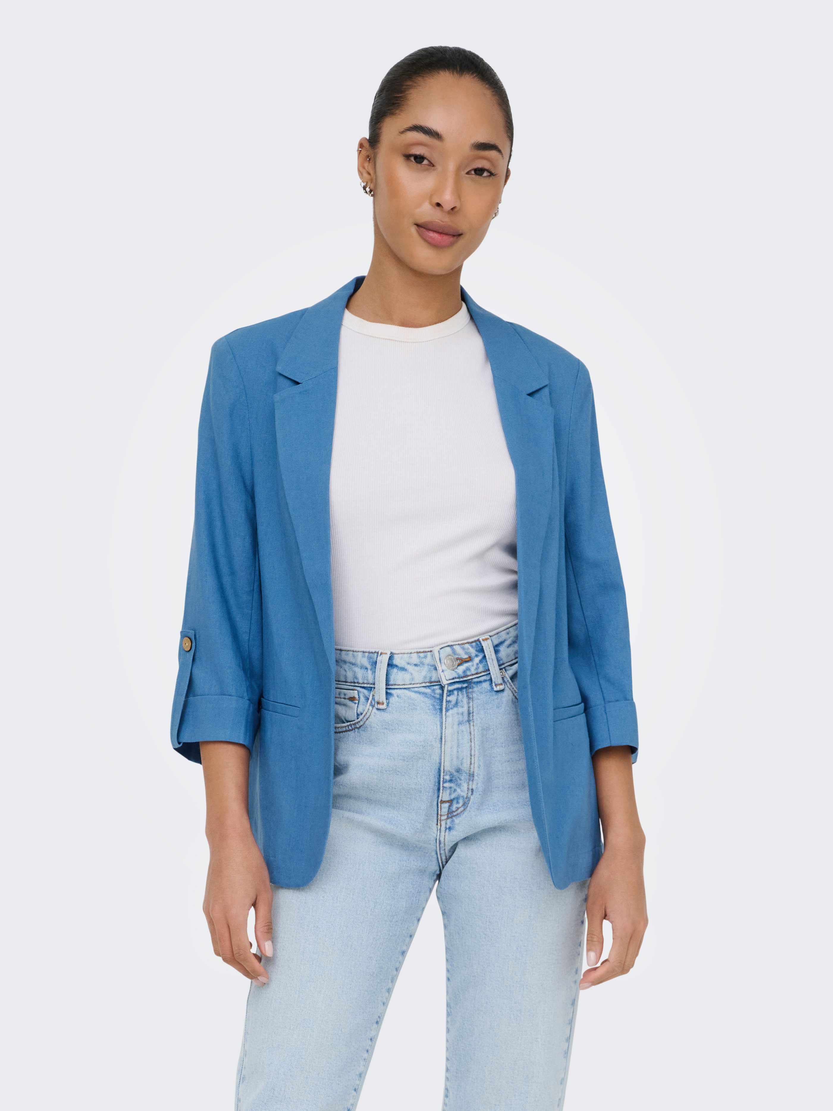 ONLY Kurzblazer ONLGOA 3/4 UNLINE LINEN BL BLAZER CC TLR mit Leinen