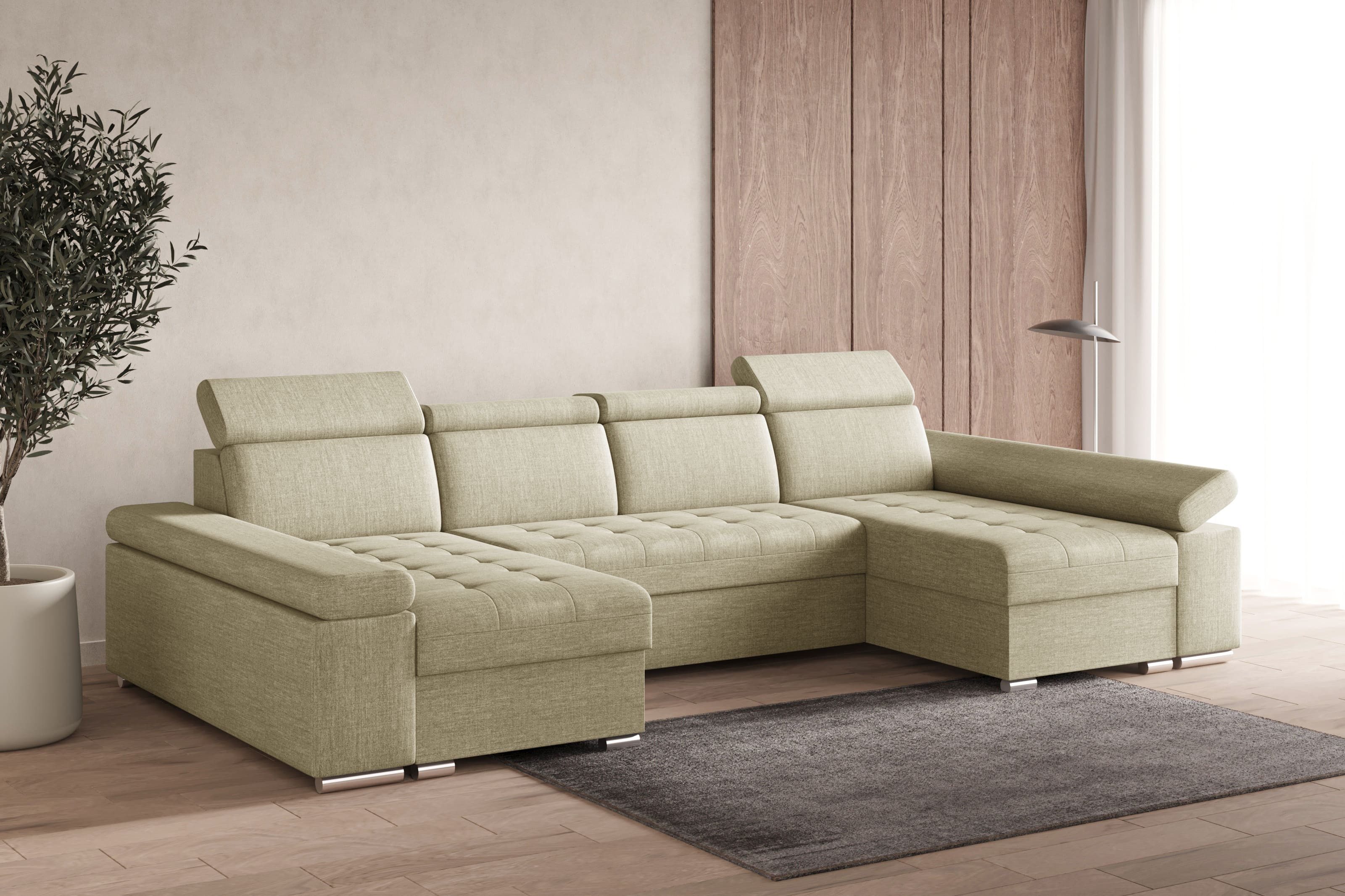 MOEBLO Wohnlandschaft LUKA U, Couch für Wohnzimmer Schlafsofa Sofa verstell günstig online kaufen