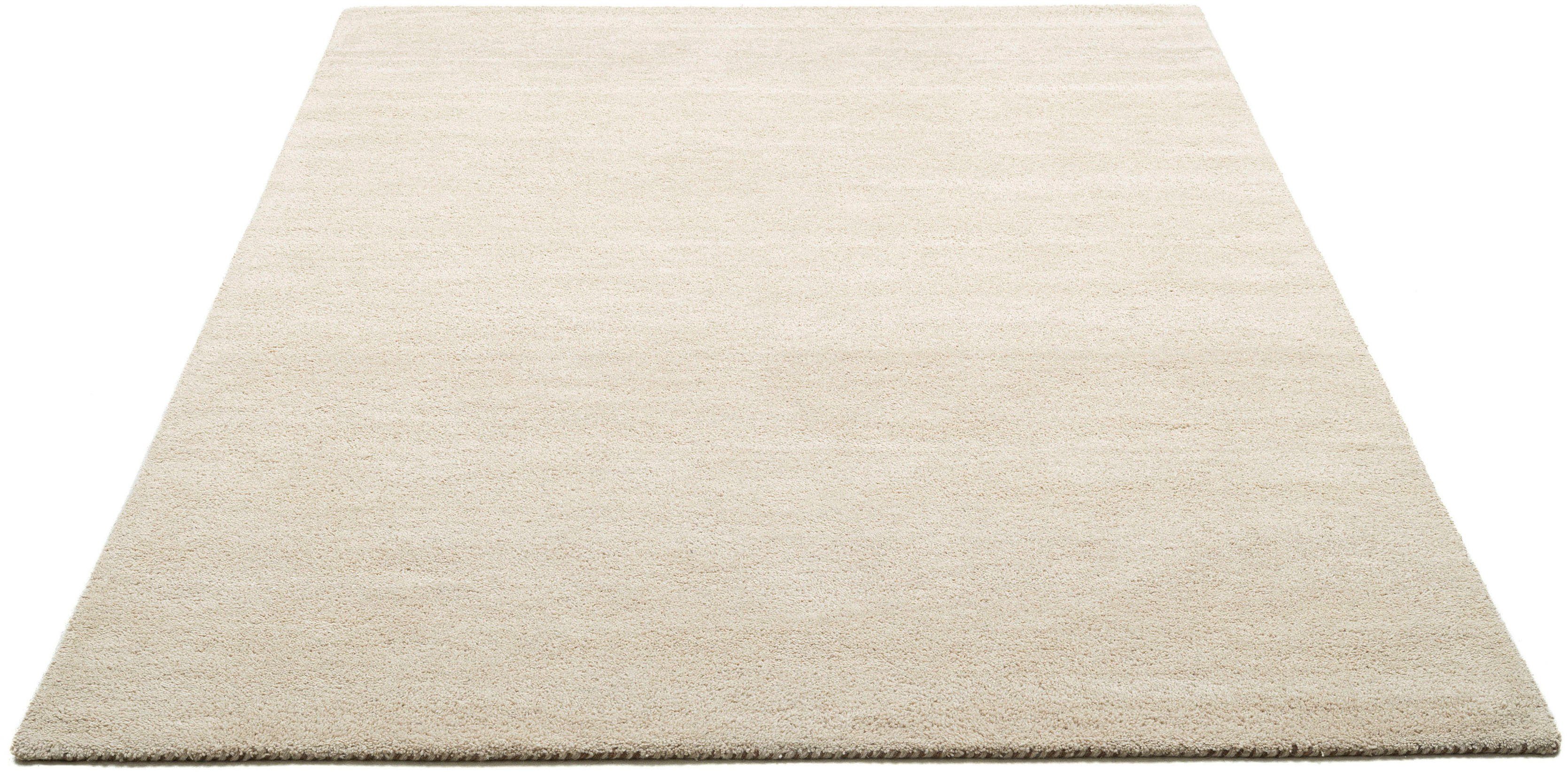 Wollteppich Gabbeh Uni, THEKO, rechteckig, Höhe: 14 mm, Handweb Teppich, meliert, reine Schurwolle, handgewebt, Wohnzimmer beige