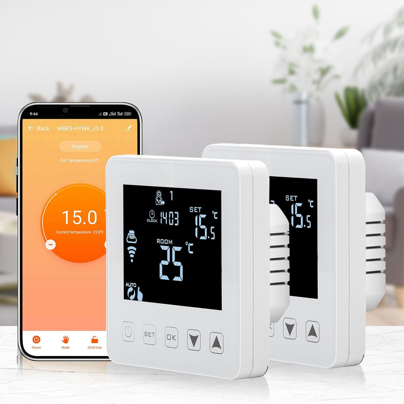 Casativo Fußbodenheizung Smartes WLAN-Thermostat für Fußbodenheizung Unterputz Touch-Regler, (2-tlg), App- Touch- & Sprachsteuerung/Genauigkeit 0,5 °C/3 Modi