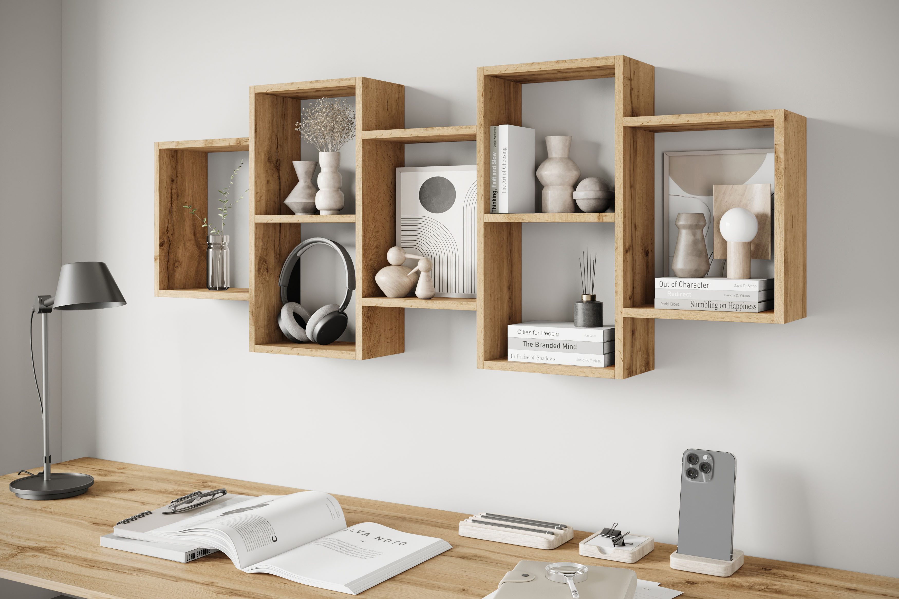 Home affaire Wandboard Wandregal Trio, 1-tlg., Stell- oder Hängeregal, 10 offene Fächer, flexibel montierbar