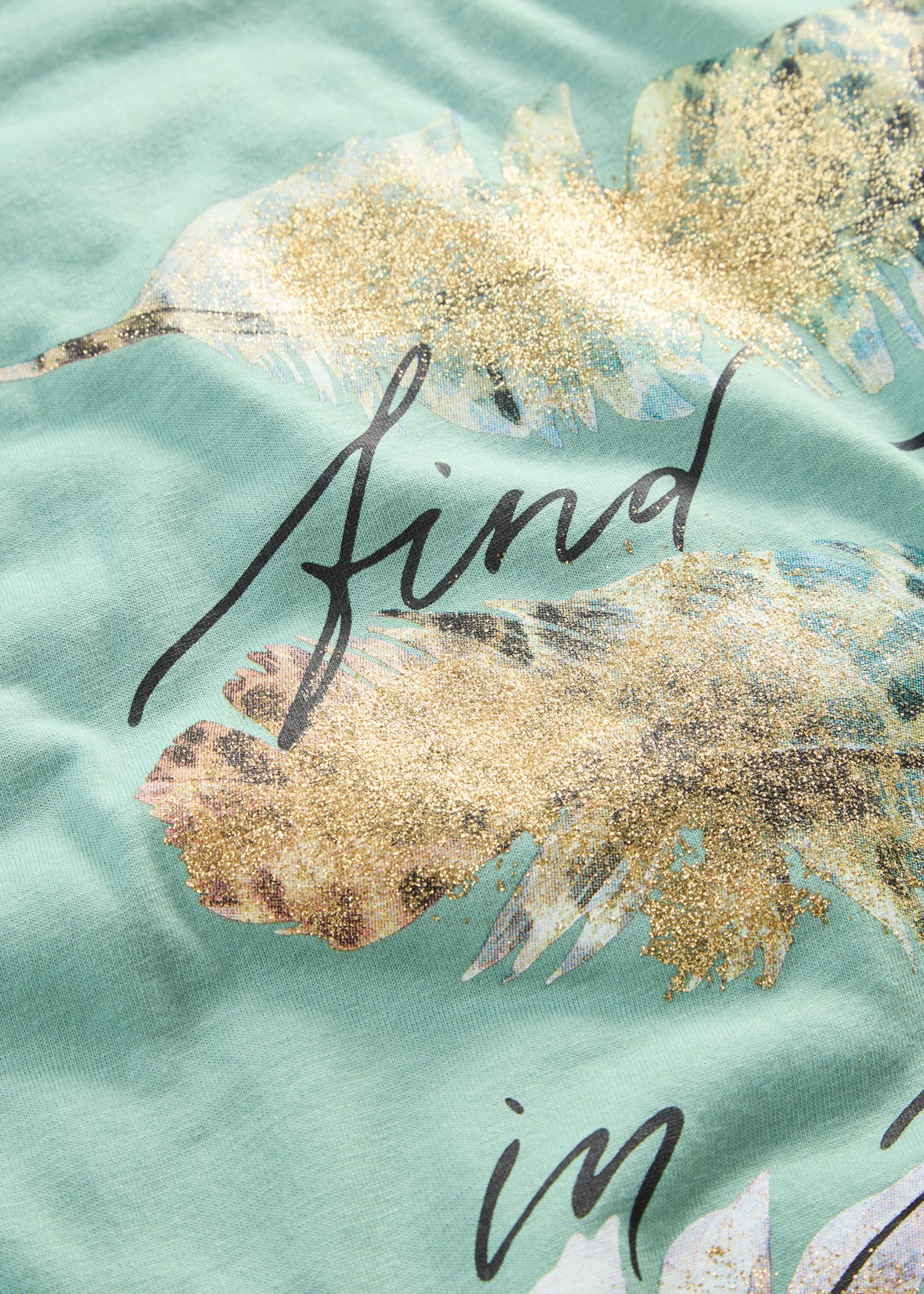 bonprix T-Shirt schmale Passform, Kurzarm, mit Glitzerdruck