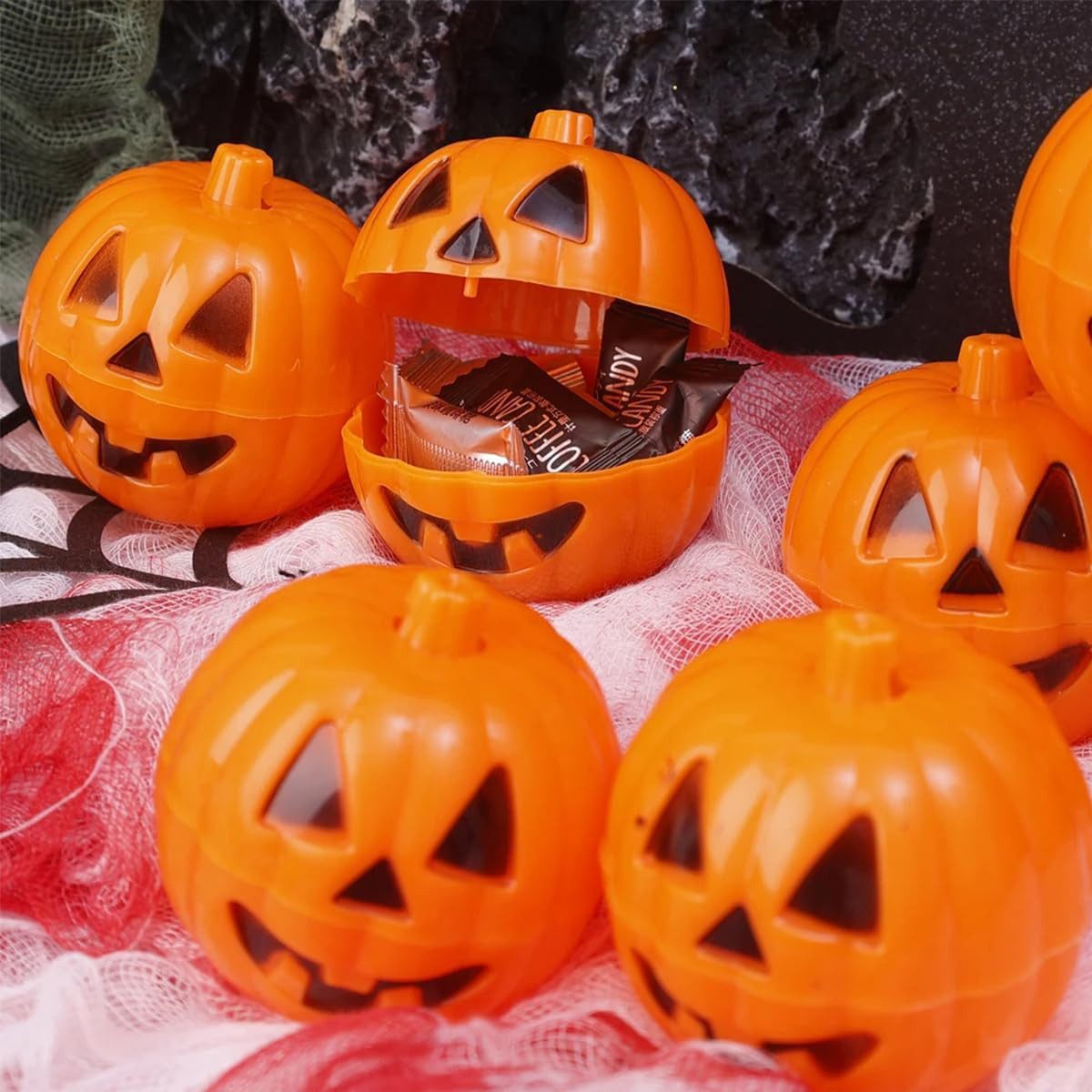 Diwzbyn Dekoobjekt Kürbis Halloween behandeln Container für Schnitzeljagd Spiel (10 St), Halloween Trick oder behandeln Süßigkeiten Boxen für Party Favors – Bild 5 von 5