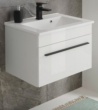 Furn.Design Waschtisch Design-D (in weiß Hochglanz, Breite 60 cm, inklusive Waschbecken), als Hängeschrank