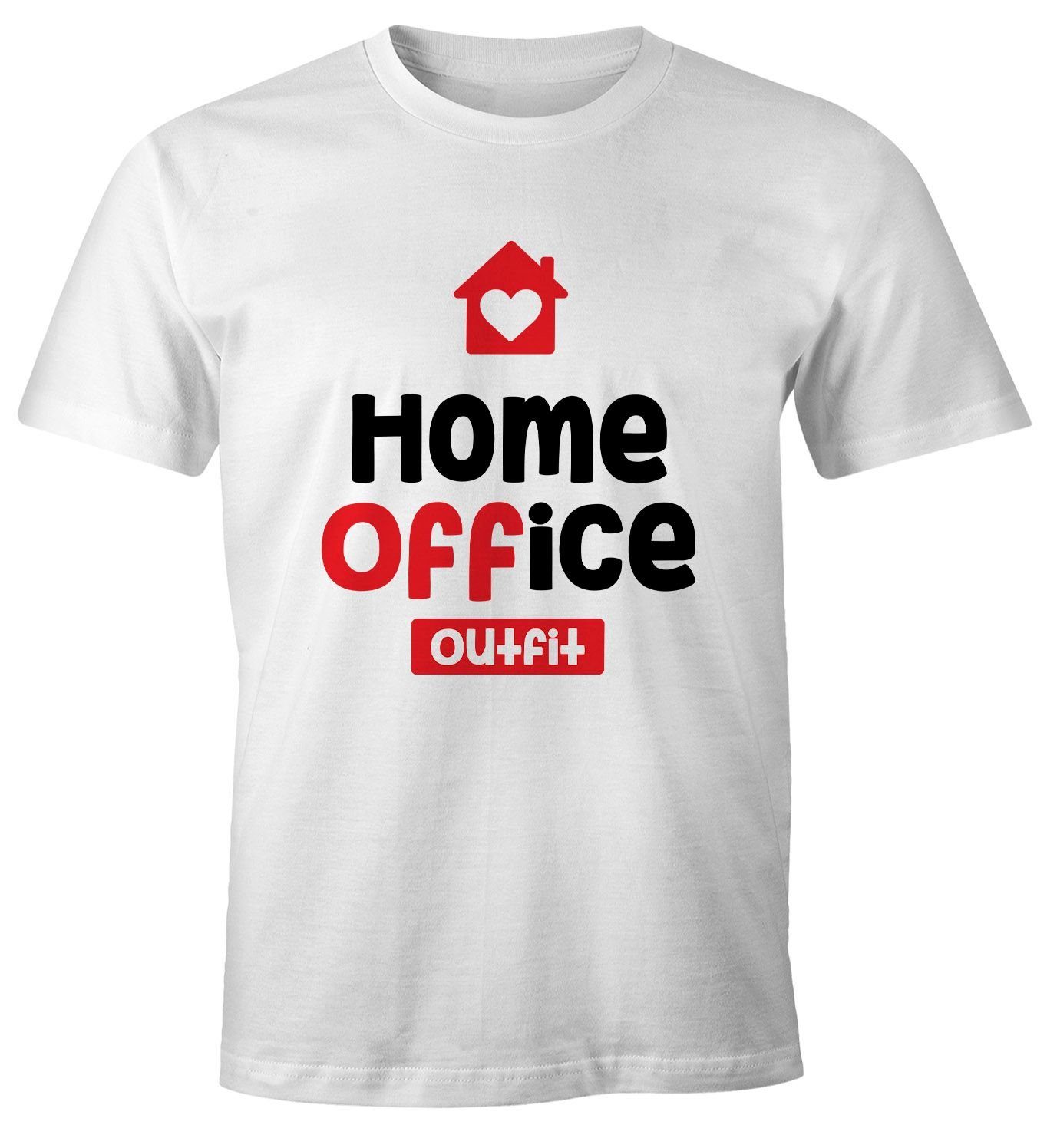 Print-Shirt Herren T-Shirt Aufdruck Home-Office Outfit Arbeit zuhause Fun-Shirt Büro Spruch lustig Moonworks®