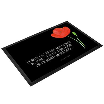 Fußmatte 60 x 90 cm Blume Mohnblume - Schwarz - Geschenk, Sommer Deko, Türvorl, Mr. & Mrs. Panda, Höhe: 0.3 mm, Charmantes Design