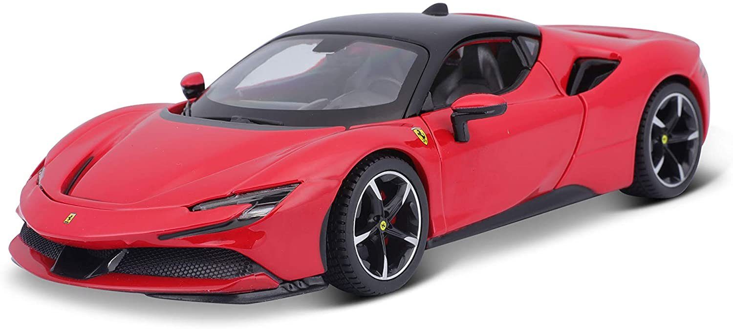 Bburago Modellauto Ferrari R&P SF90 Stradale (rot), Maßstab 1:24, detailliertes Modell