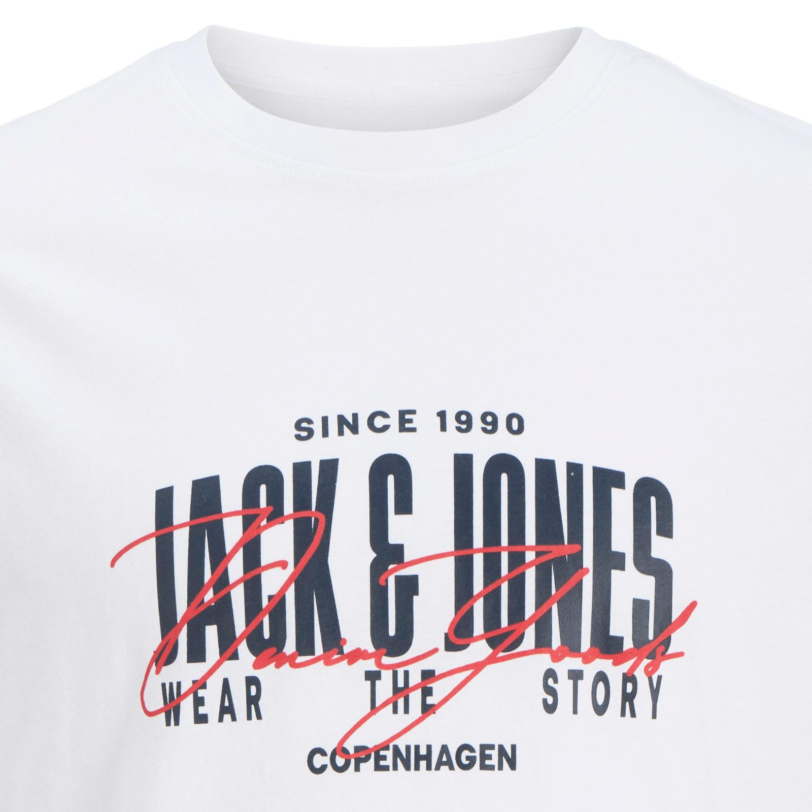 Jack & Jones Rundhalsshirt Jack&Jones Übergrößen T-Shirt weiß Print JJAERO