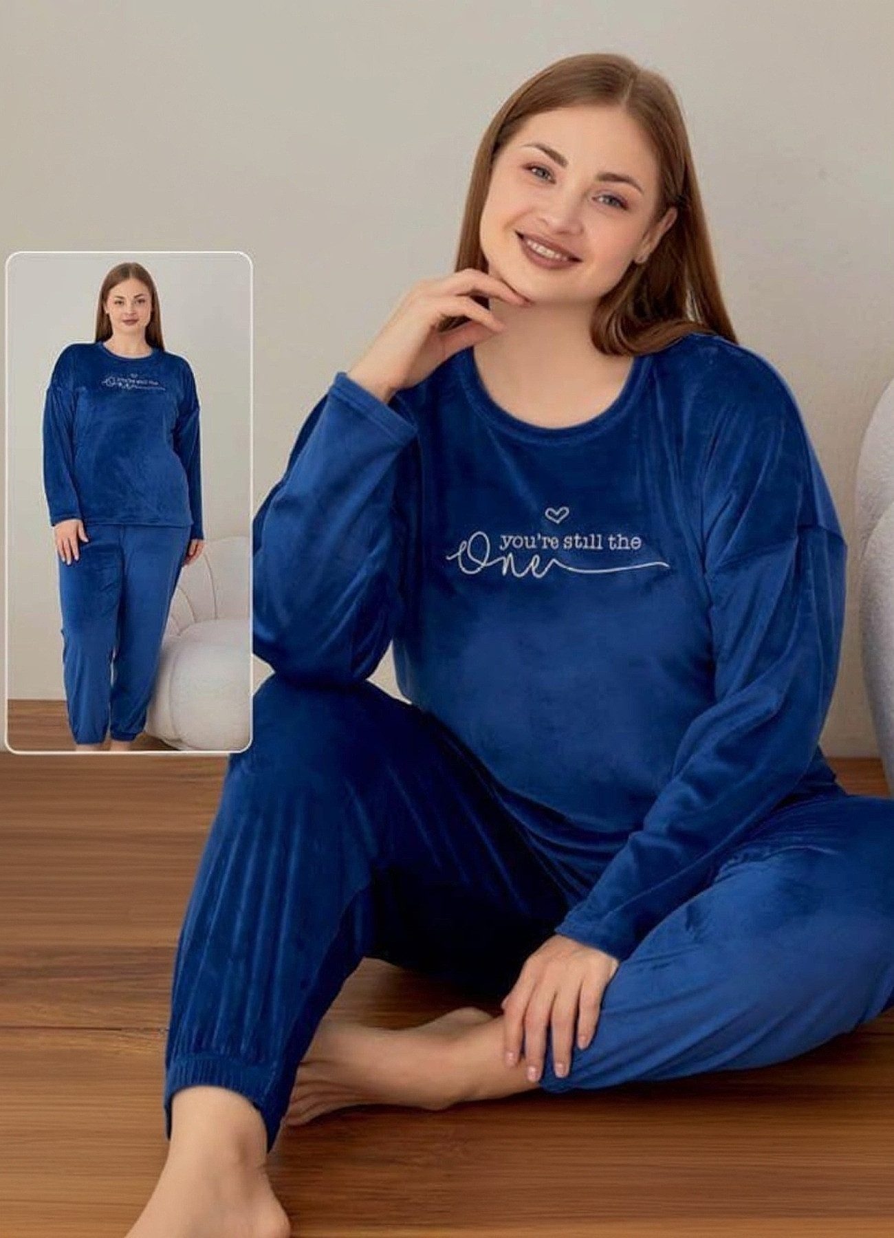 fashionshowcase Schlafanzug Damen Hausanzug aus Samt - Pyjama Set für Herbs günstig online kaufen