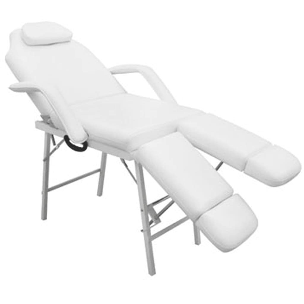 vidaXL Massagesessel Kosmetikstuhl Weiß Tragbar cm 185×78×76 Kunstleder