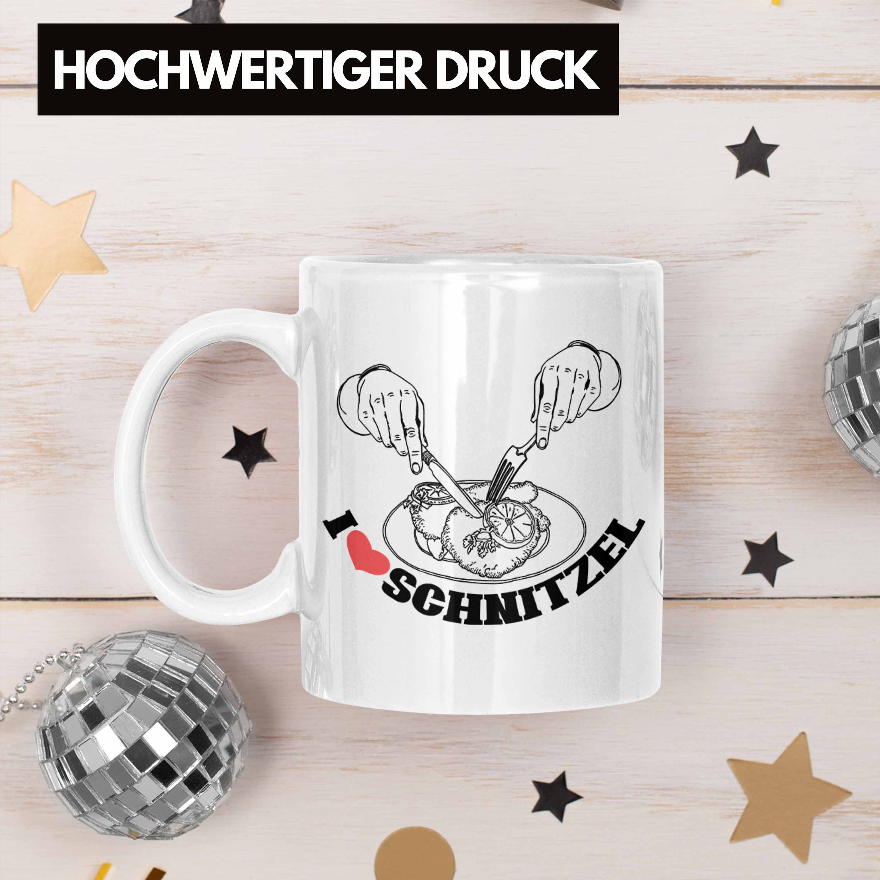 Trendation Tasse Schnitzel-Tasse für Weiss Schnitzel-Liebhaber Geschenk