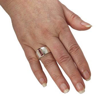 SKIELKA DESIGNSCHMUCK Silberring rosa Turmalin Ring 12x5 mm (Sterling Silber 925) Goldeinfassung (1-tlg), hochwertige Goldschmiedearbeit aus Deutschland