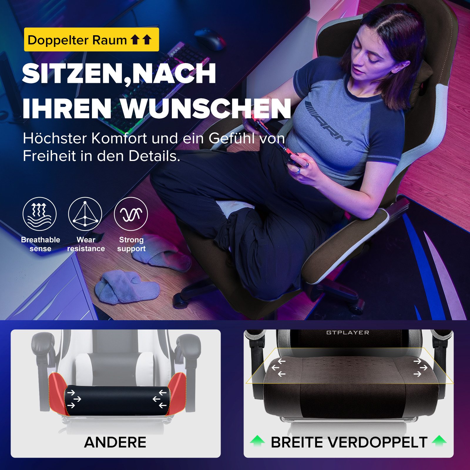 GTPLAYER Gaming-Stuhl Ergonomischer Gaming Sessel Schreibtischstuhl günstig online kaufen