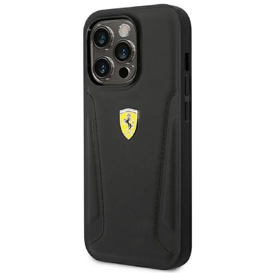 Ferrari Handyhülle Case Echtleder Logo schwarz iPhone 14 Pro Max