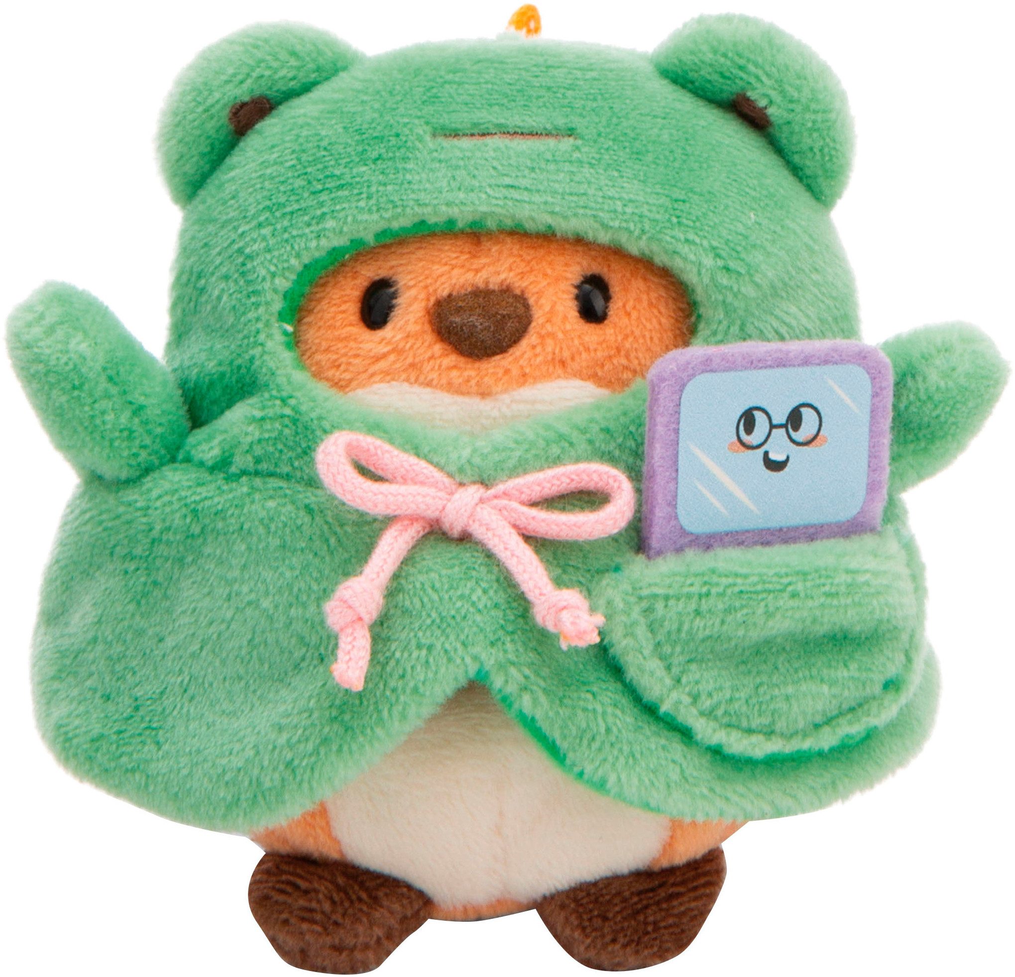 Nici Kuscheltier mymochi, Fuchs Geeks, 8 cm, mit Video Spiel und Froschkostüm, in Geschenkbox