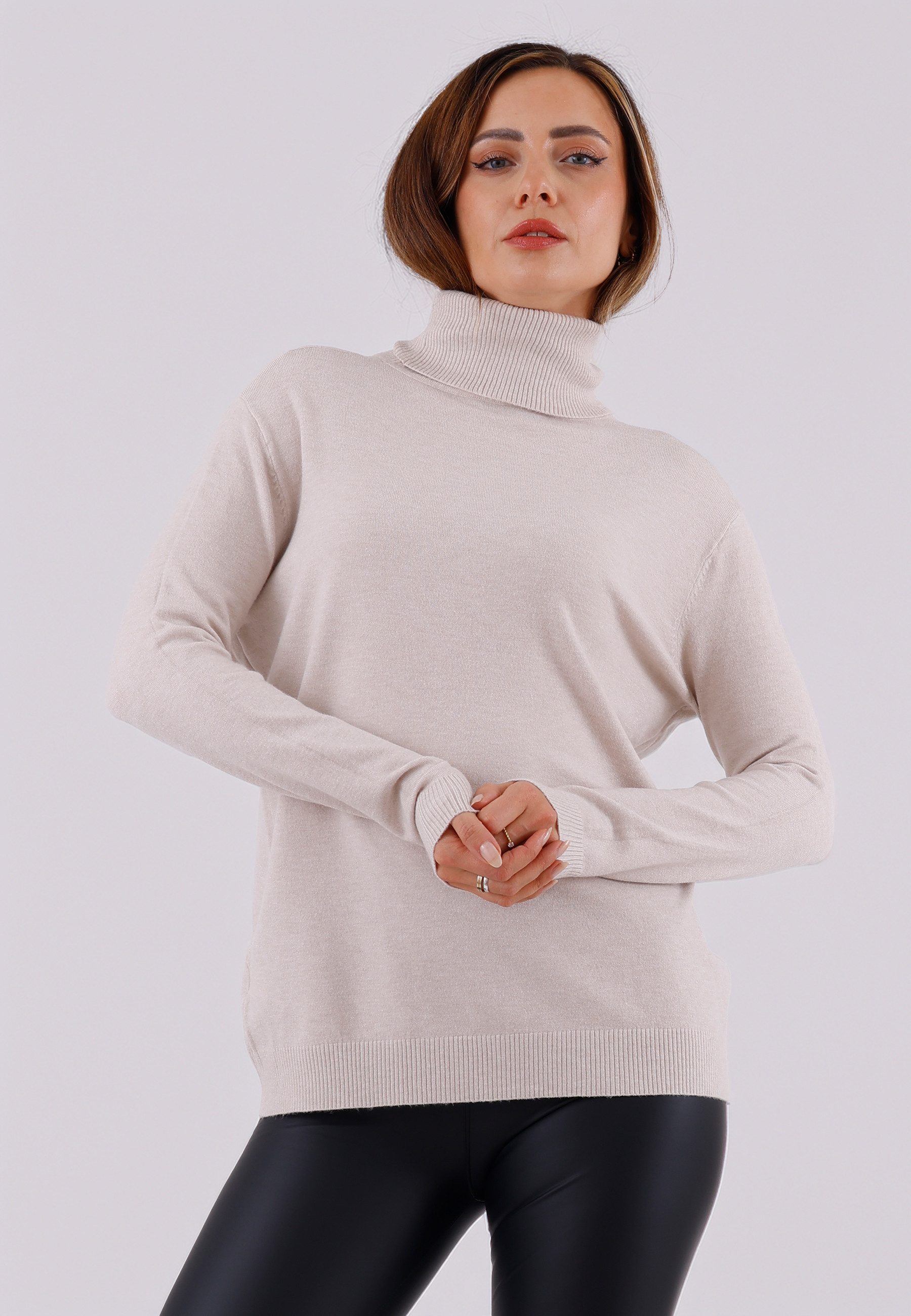 YC Fashion & Style Rollkragenpullover Damen Pullover mit hohem Kragen, Uni, Langarm, Regular Fit