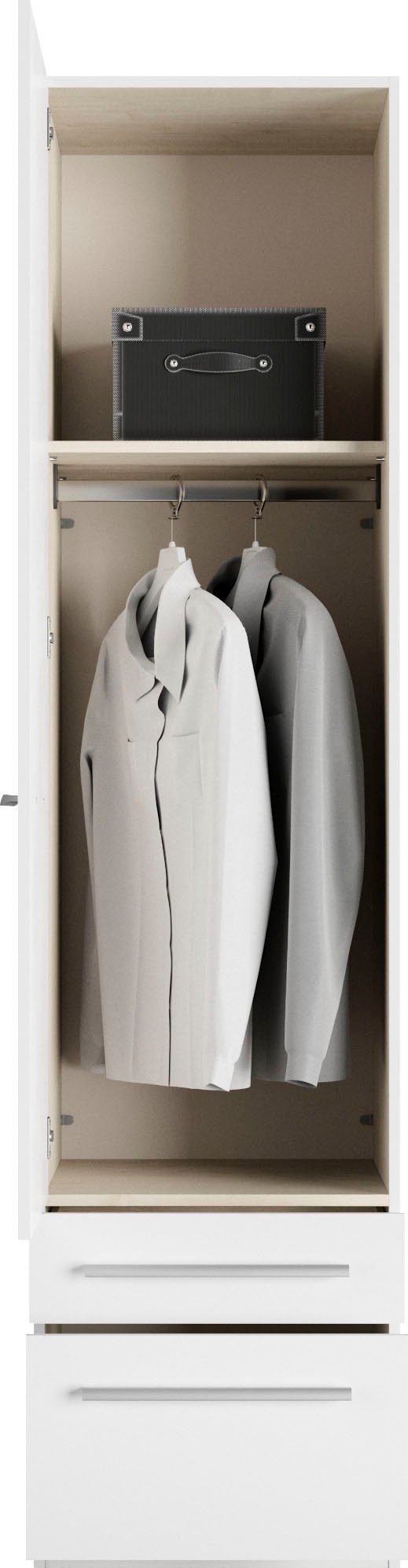 priess Kleiderschrank Schrank Garderobe Wäscheschrank Barcelona in 5 Breiten viel Stauraum, geräumige Schubkästen, mit Spiegel, MADE IN GERMANY – Bild 4 von 5