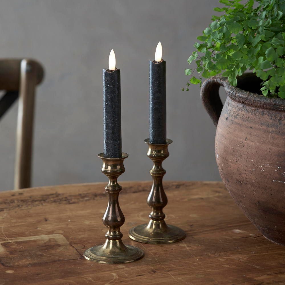 STAR TRADING Tischleuchte LED Kerze Flamme in Schwarz 2x 0,06W 150mm, LED