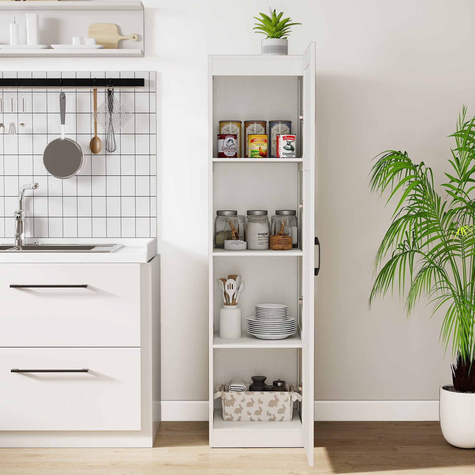 COSTWAY Vorratsschrank Hochschrank schmal, Bodenschrank mit günstig online kaufen