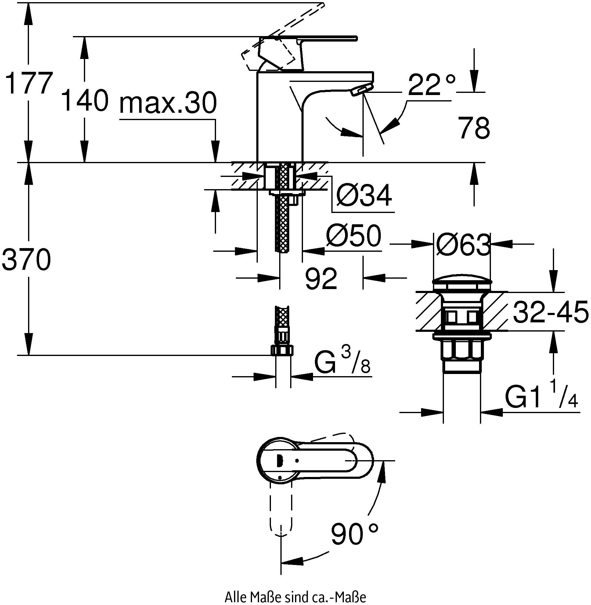 Waschtischarmatur mit Get Grohe Wassersparfunktion