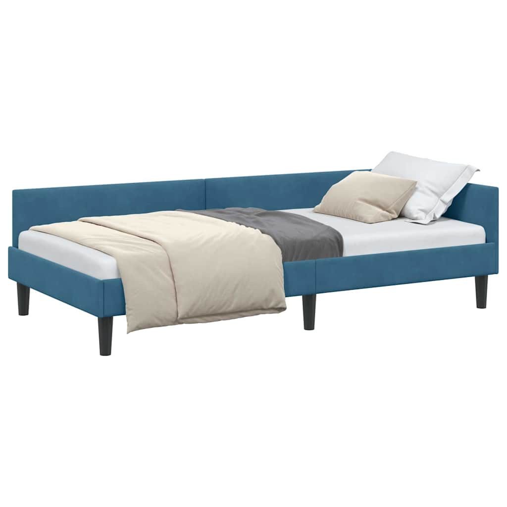 vidaXL Bett Eckbettgestell mit Kopfteil Blau 80 cm x 200 cm Stoff (1-tlg) günstig online kaufen