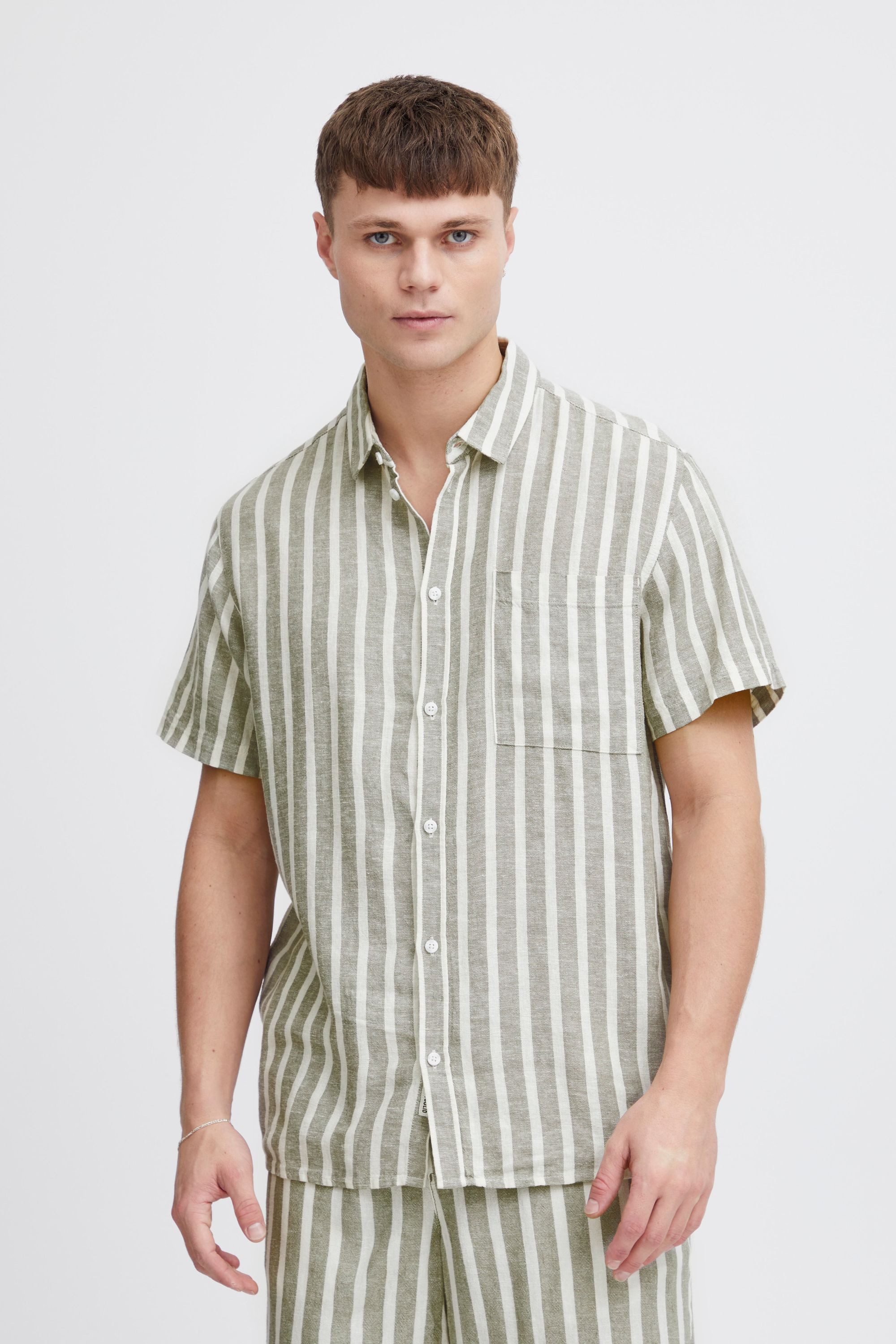 !Solid Kurzarmhemd SDFried Shirt aus Leinenmix
