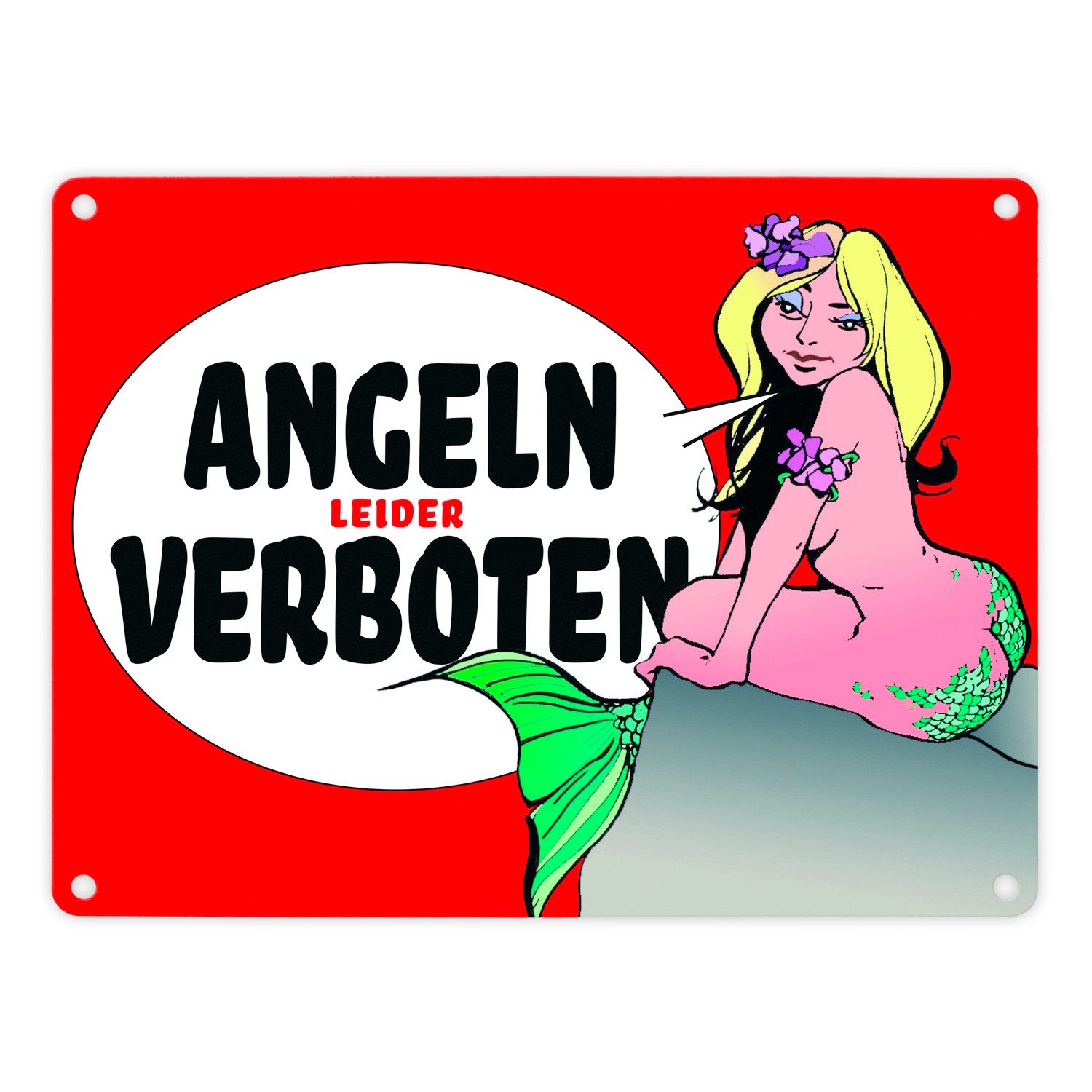 Metallschild Angeln leider verboten Metallschild in 15x20 cm in rot