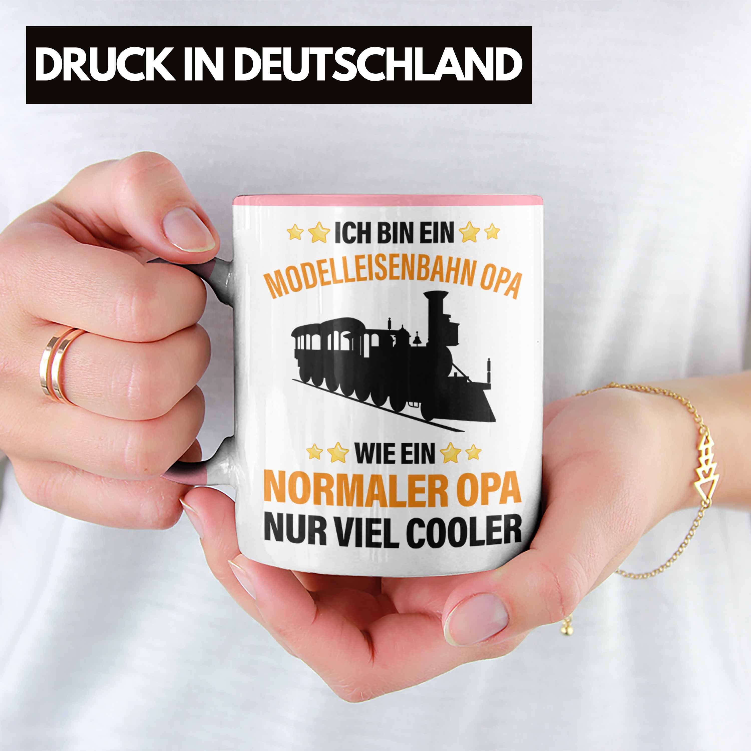 Spruch Geschenkidee Eisenbahn Modeleisenbahn Opa Geschenk Opa Dampflokomotive Trendation Rosa Rentner - Trendation Tasse Tasse Geschenk