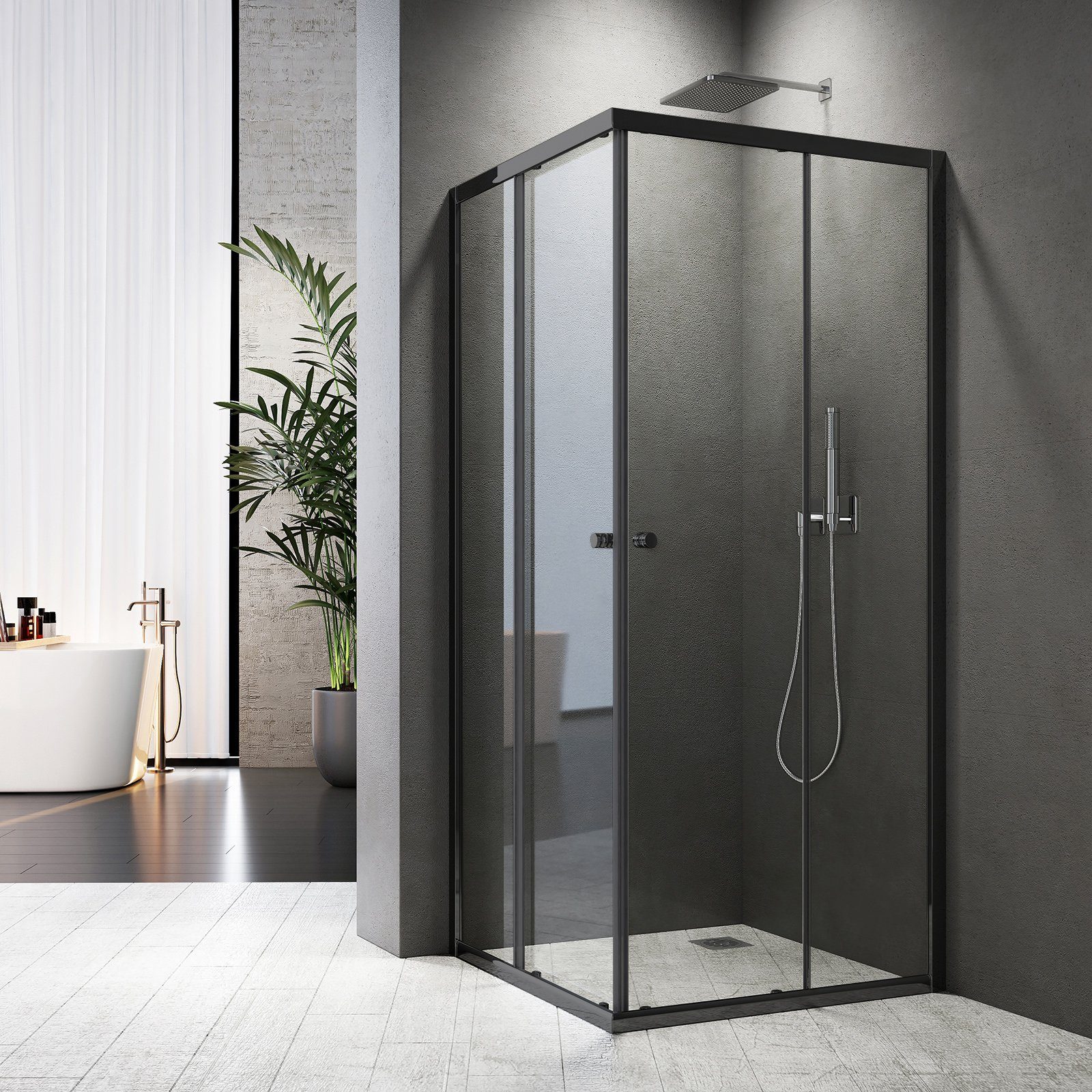 Boromal Eckdusche Duschkabine Schwarz 90x90 75x75 günstig online kaufen