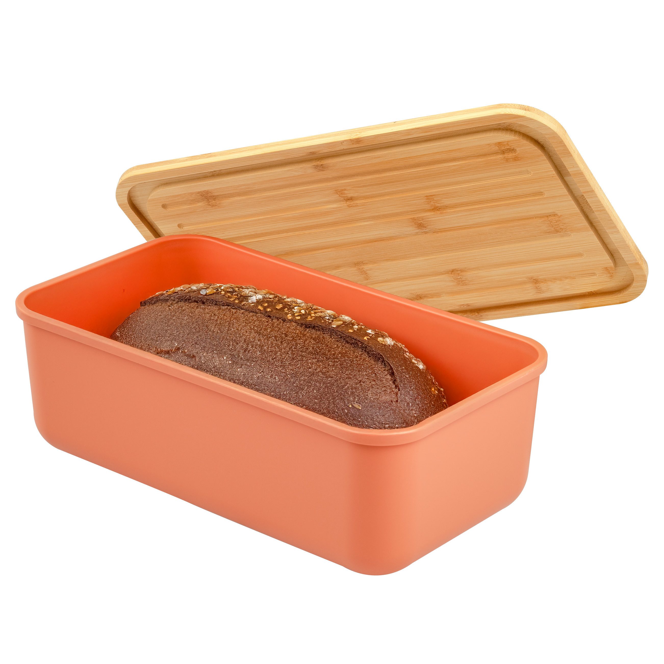 bremermann Brotkorb Brotkasten mit Bambus-Deckel, Brotbox, Schneidebrett, Brottopf, rot