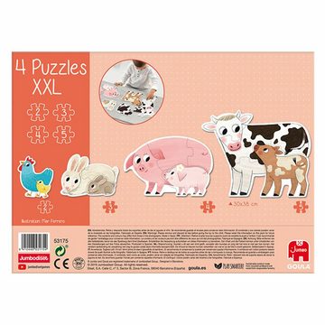 Goula Puzzle 4 XXL-Puzzle Tiermütter und ihre Babys, Puzzleteile