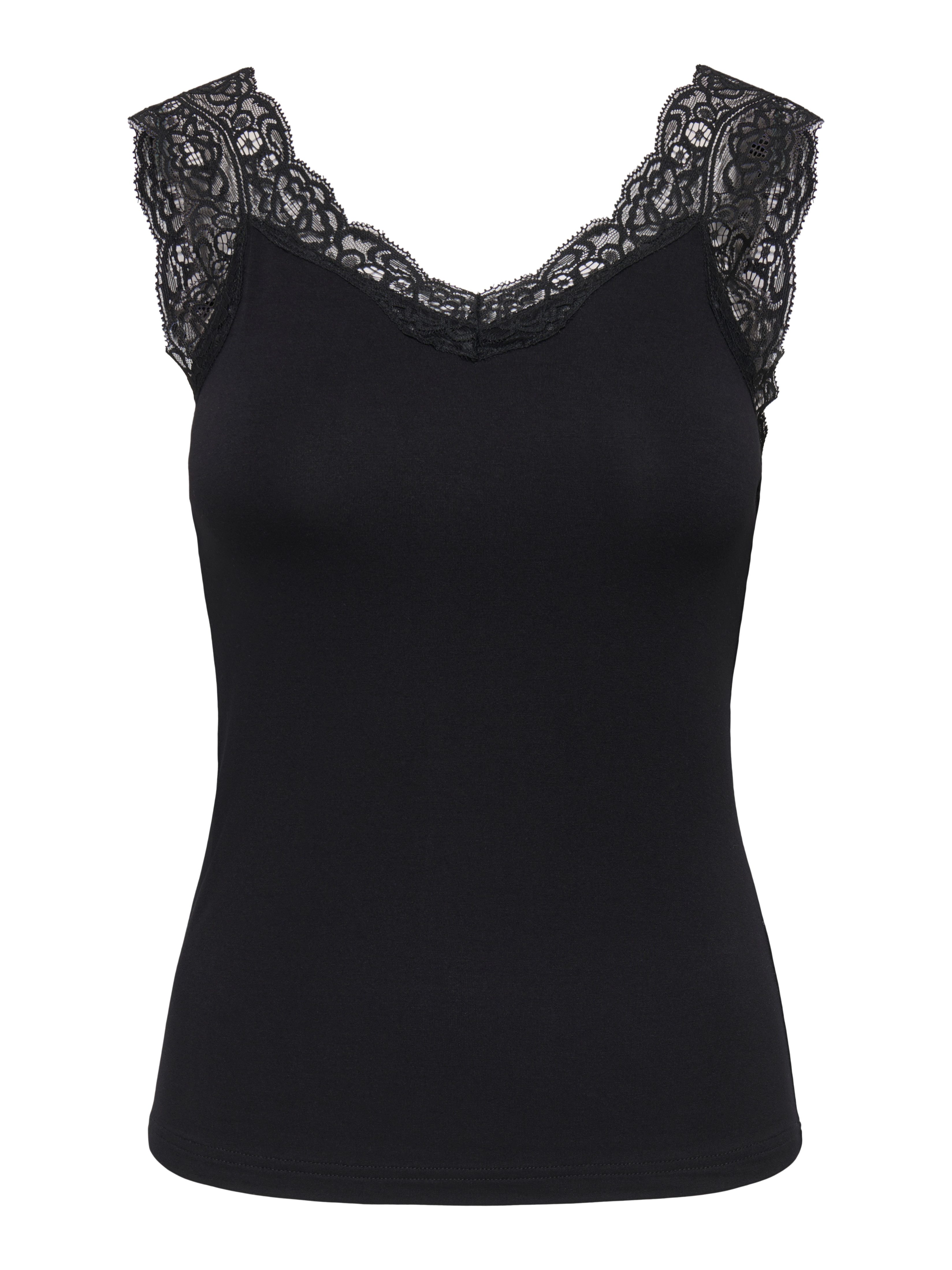 ONLY Spitzentop ONLLUNI TANK TOP WITH LACE DETAIL CS JRS Viskosemischung, regular fit