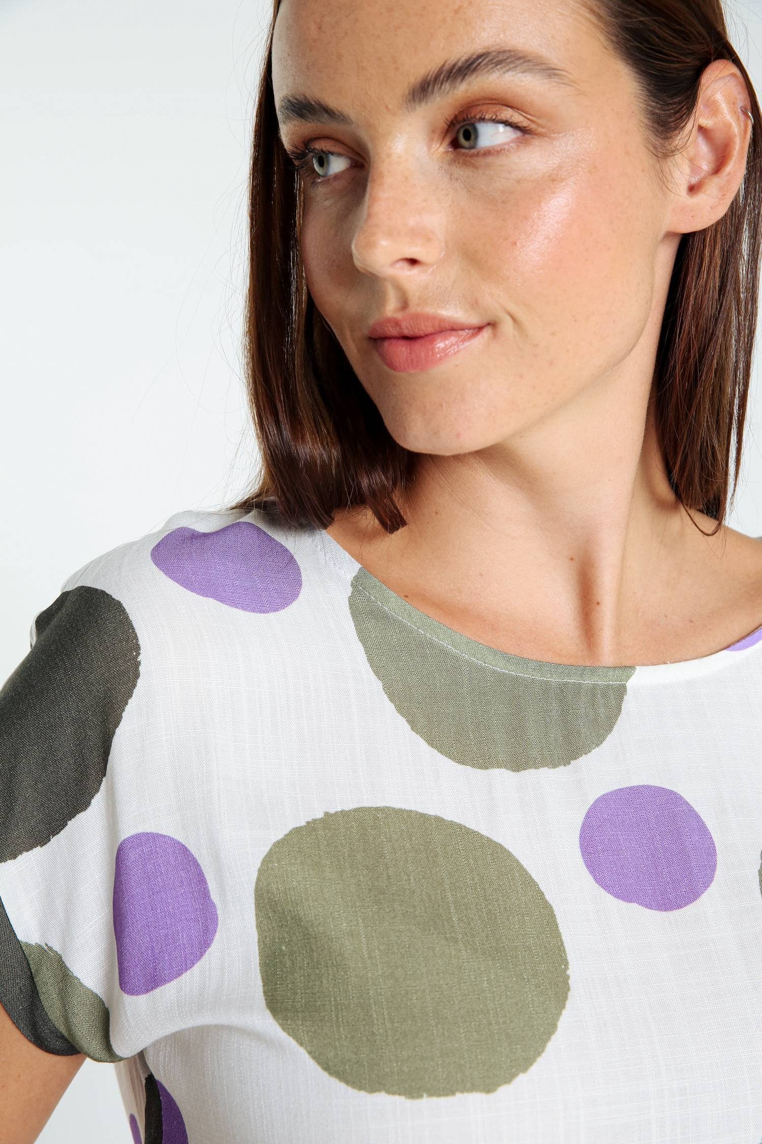 Cassis Shirtbluse Viskosebluse Mit Grafischem (1-tlg) Polka-Dot-Muster