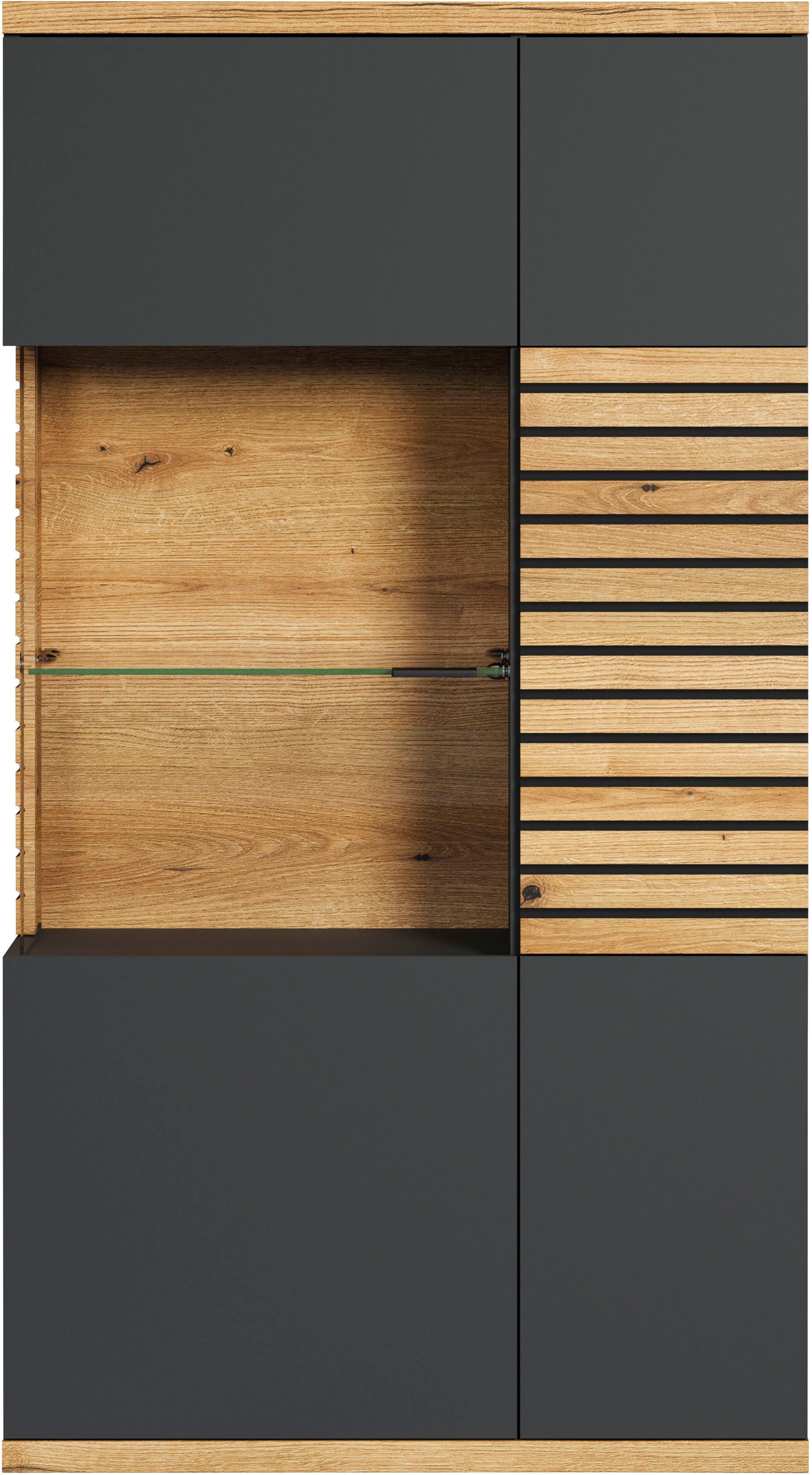 INOSIGN Highboard "Galway" Vitrine in angesagter Rillenoptik mit viel Staur günstig online kaufen