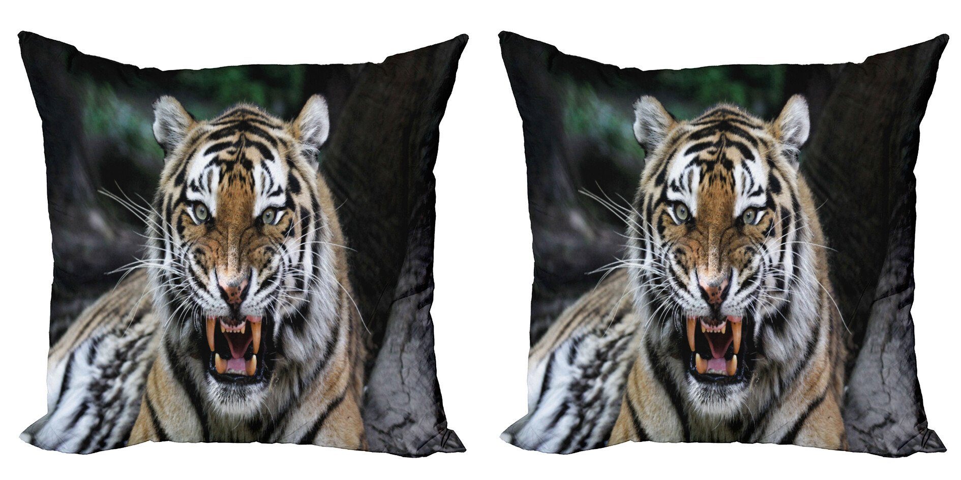 Kissenbezüge Modern Accent Doppelseitiger Tiger Roaring (2 Abakuhaus Digitaldruck, Stück), afrikanisch Wildlife