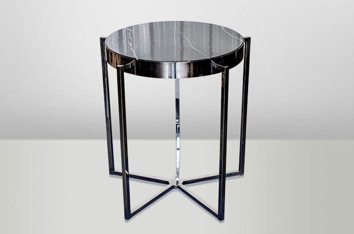 / Möbel Schwarz Beistelltisch Tisch x Deco 65 Casa cm- Jugendstil Blumentisch Art Padrino 65 Marmor Beistelltisch Metall -