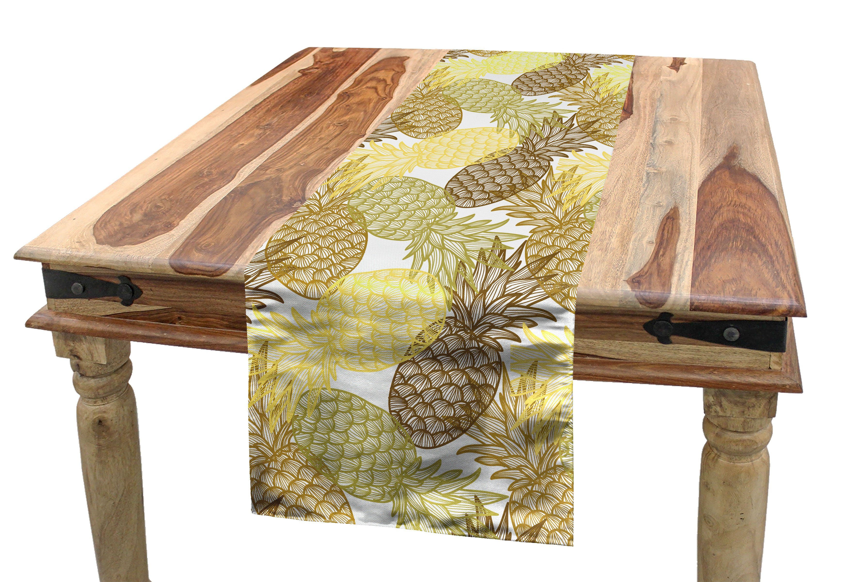 Abakuhaus Tischläufer Esszimmer Küche Rechteckiger Dekorativer Tischläufer, Tropisch Geschwungene Exotic Tropical