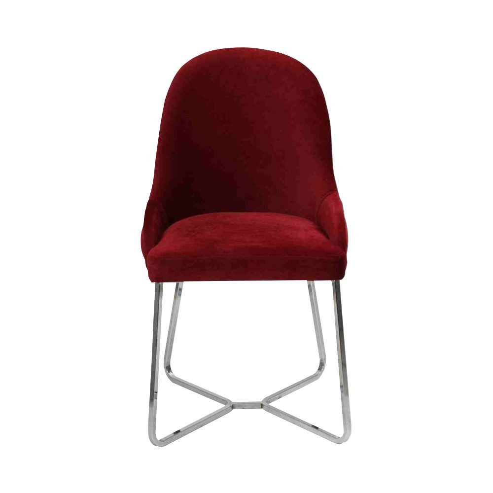 JVmoebel Esszimmerstuhl Designer Stuhl in Rot aus Textil und Edelstahl (1 St), Made in Europa