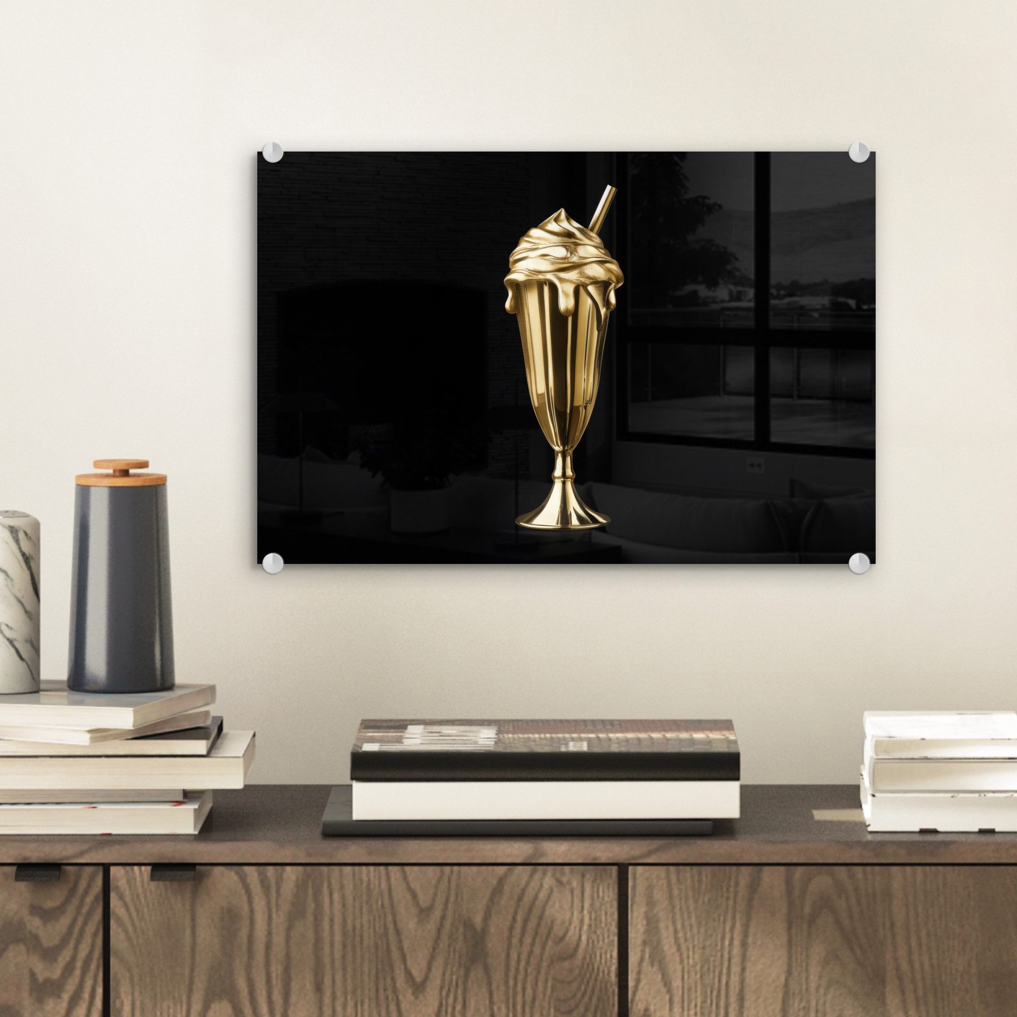 MuchoWow Acrylglasbild Milchshake - Gold - günstig online kaufen
