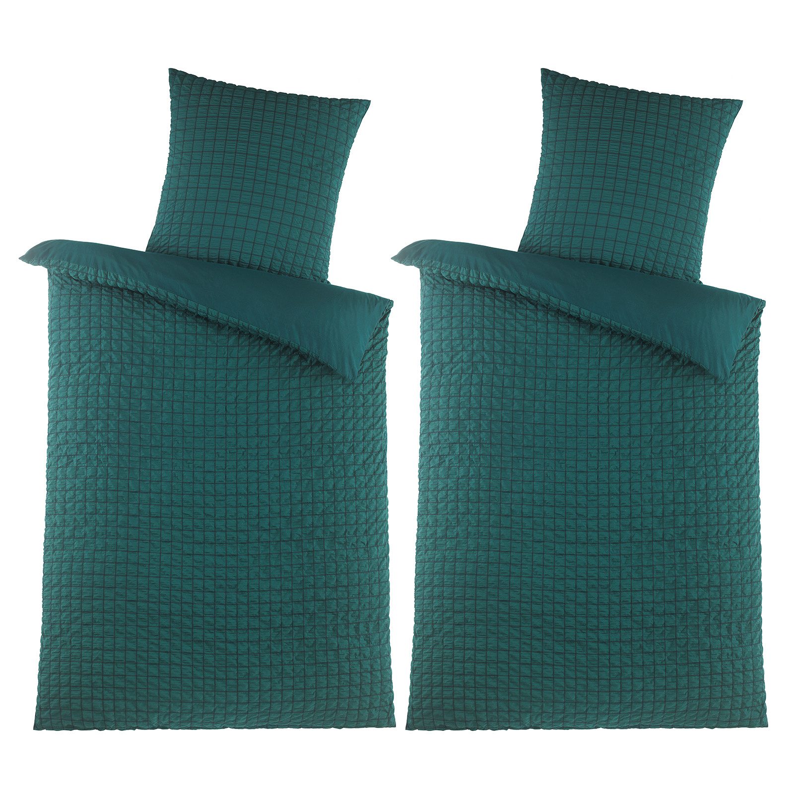 Visaggio Bettwäsche Seersucker Bettbezug Set Quadrat günstig online kaufen
