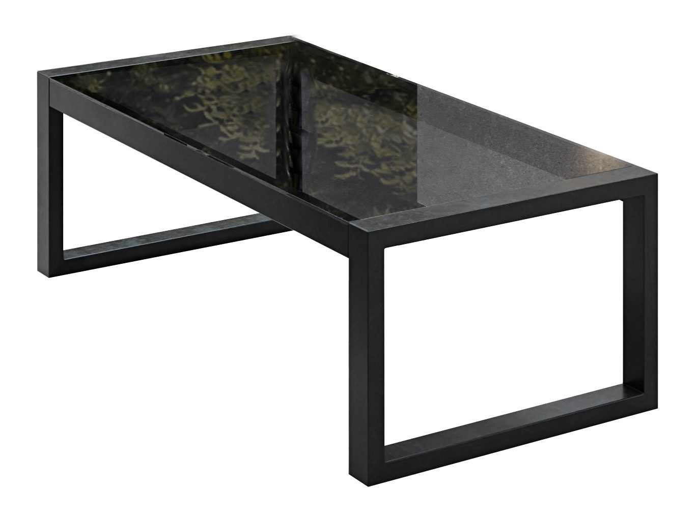 Beautysofa Gartentisch STELLA – Couchtisch für Garten und Terrasse (Tischplatte aus widerstandsfähigem gehärtetem Glas, pulverbeschichtetes Metallgestell), ein moderner, stilvoller schwarzer Gartentisch