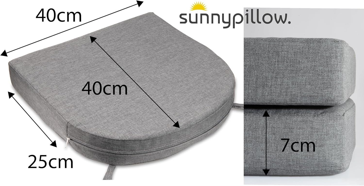 sunnypillow Stuhlkissen 2er Set Stuhlkissen 40 x 40 cm, zylindrische Form, "HAVANA", Grau