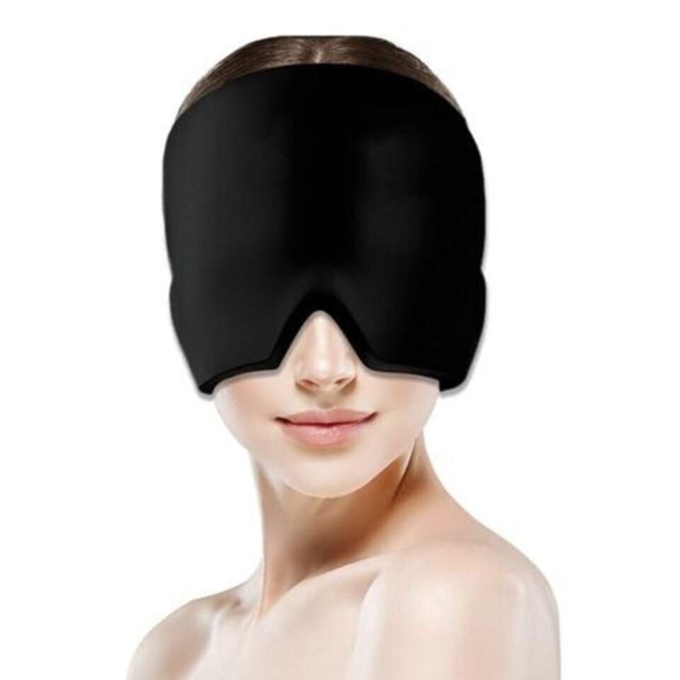 FEELVIT Schlafmaske Anti-Migräne Maske Relief Cap, Anti-Kopfschmerz, Packung, 1-tlg., Migräne Maske + Anleitung, Linderung und Entspannung mit Wärme-/Kältetherapie, Beruhigend