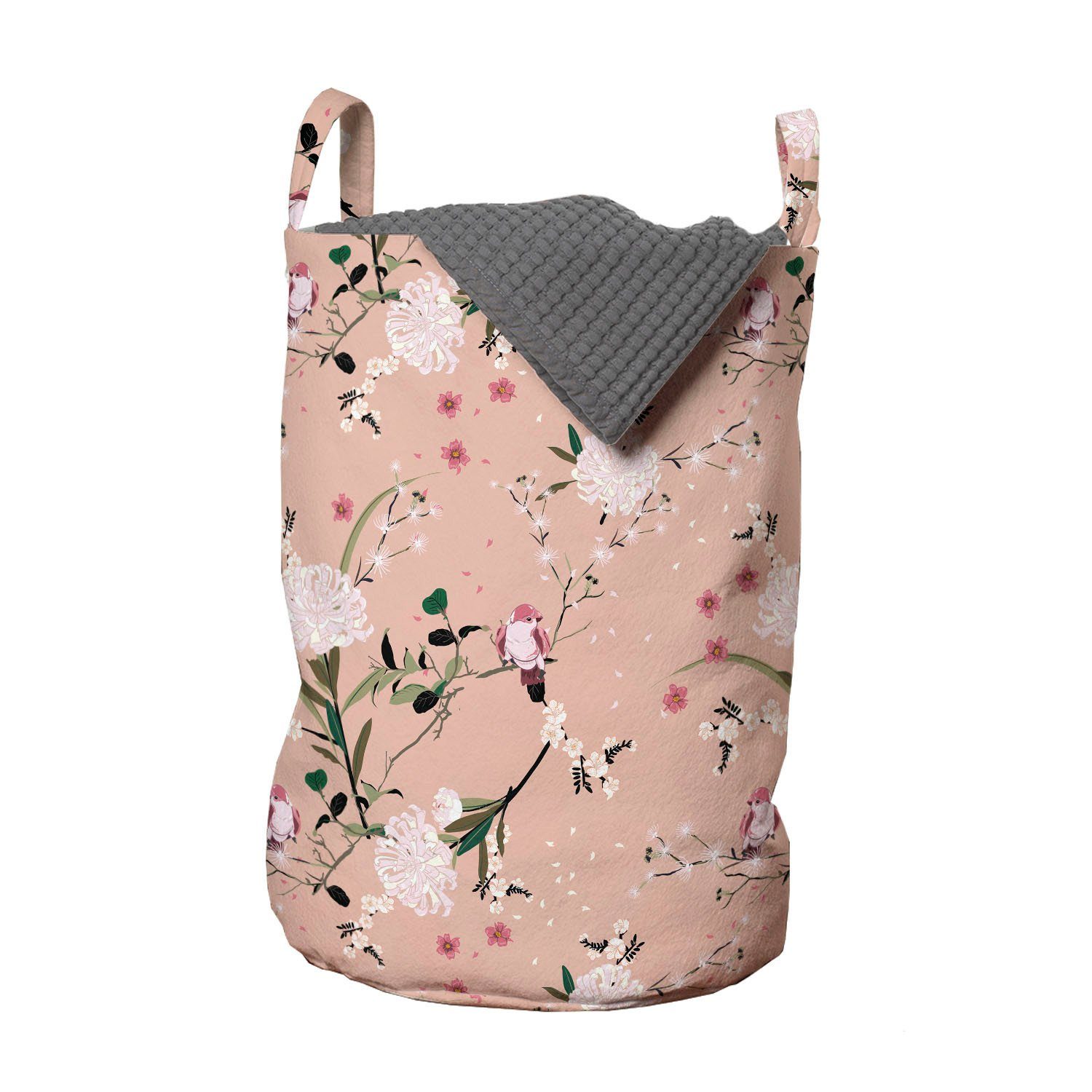 Wäschesäckchen mit Oriental Garden Wäschekorb Blooming Griffen Waschsalons, Kordelzugverschluss für Abakuhaus Jahrgang