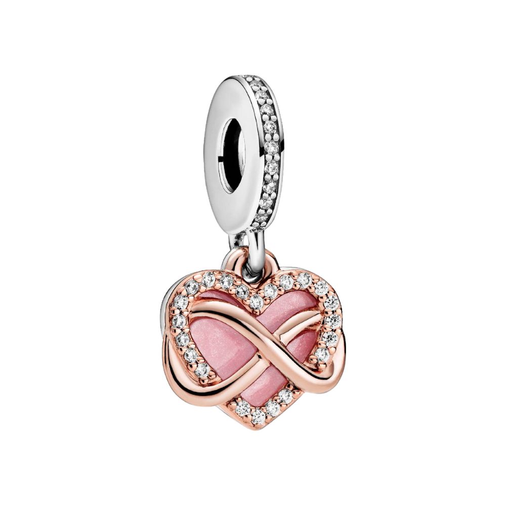 Pandora Charm-Einhänger ROSE-788878C01, Herz, Zirkonia, Unendlichkeit, Rosa