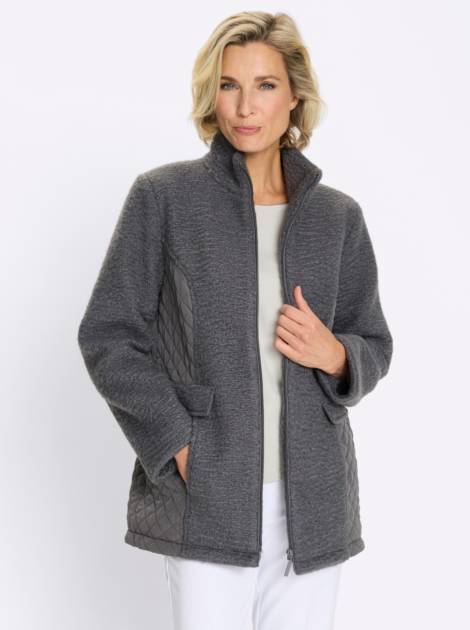 Allwetterjacke Bouclé-Jacke Langarm